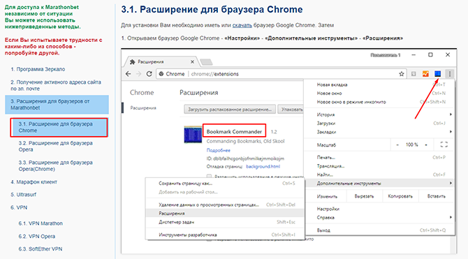 Скрин раздела с расширениями для браузера chrome